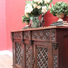 Load image into Gallery viewer, Antique French Oak Gothic Revival Sideboard c1850s Carved Panels. B12779