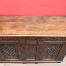 Load image into Gallery viewer, Antique French Oak Gothic Revival Sideboard c1850s Carved Panels. B12779