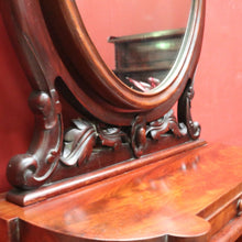 Load image into Gallery viewer, x SOLD Antique English Mahogany Toilet Mirror – Flame Mahogany, Drawer, Oval Glass. B12537