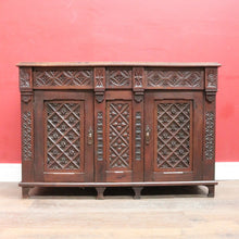 Load image into Gallery viewer, Antique French Oak Gothic Revival Sideboard c1850s Carved Panels. B12779