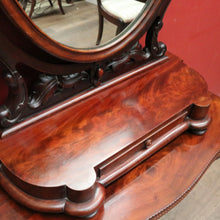 Load image into Gallery viewer, x SOLD Antique English Mahogany Toilet Mirror – Flame Mahogany, Drawer, Oval Glass. B12537