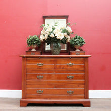 Load image into Gallery viewer, Antique English Dressing Table Desk Mirror Drawers Leather Writing Slope. B12949