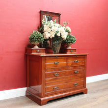 Load image into Gallery viewer, Antique English Dressing Table Desk Mirror Drawers Leather Writing Slope. B12949