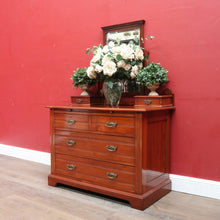 Load image into Gallery viewer, Antique English Dressing Table Desk Mirror Drawers Leather Writing Slope. B12949