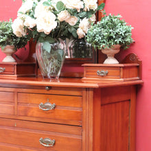 Load image into Gallery viewer, Antique English Dressing Table Desk Mirror Drawers Leather Writing Slope. B12949