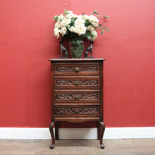 Load image into Gallery viewer, x SOLD French Four-Drawer (4) Drawer Lingerie Chest of Drawers, or Hall Cabinet, Lamp Cupboard. B12088
