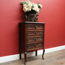 Load image into Gallery viewer, x SOLD French Four-Drawer (4) Drawer Lingerie Chest of Drawers, or Hall Cabinet, Lamp Cupboard. B12088