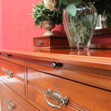 Load image into Gallery viewer, Antique English Dressing Table Desk Mirror Drawers Leather Writing Slope. B12949