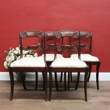 Load image into Gallery viewer, x SOLD Set of 4 Antique English Regency Dining Chairs – Flame Mahogany, Sabre Legs, c.1820
