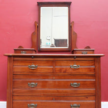 Load image into Gallery viewer, Antique English Dressing Table Desk Mirror Drawers Leather Writing Slope. B12949