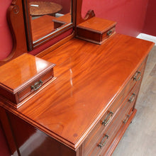 Load image into Gallery viewer, Antique English Dressing Table Desk Mirror Drawers Leather Writing Slope. B12949