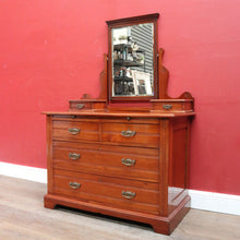 Load image into Gallery viewer, Antique English Dressing Table Desk Mirror Drawers Leather Writing Slope. B12949