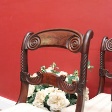 Load image into Gallery viewer, x SOLD Set of 4 Antique English Regency Dining Chairs – Flame Mahogany, Sabre Legs, c.1820