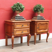 Load image into Gallery viewer, x SOLD Pair Vintage French Bedside Tables Cupboard and Drawer Set. B12758