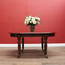 Load image into Gallery viewer, x SOLD Australian Cedar Dining Table – 2 Extension Leaves, Turned Legs, Brass Castors. B12538