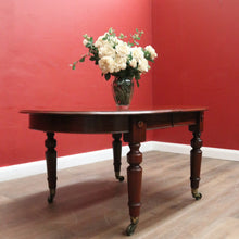Load image into Gallery viewer, x SOLD Australian Cedar Dining Table – 2 Extension Leaves, Turned Legs, Brass Castors. B12538