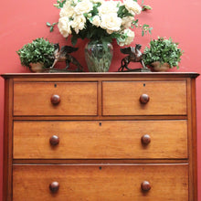 Load image into Gallery viewer, x SOLD Antique English Mahogany Five (5) Drawer Chest of Drawers with Bun Feet. B12081