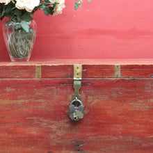 Load image into Gallery viewer, x SOLD Antique Teak Trunk Chest Candle Box VR Padlock Storage Chest. B12950