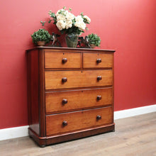 Load image into Gallery viewer, x SOLD Antique English Mahogany Five (5) Drawer Chest of Drawers with Bun Feet. B12081