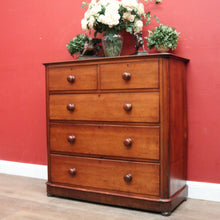 Load image into Gallery viewer, x SOLD Antique English Mahogany Five (5) Drawer Chest of Drawers with Bun Feet. B12081