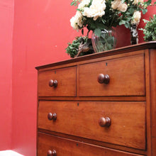 Load image into Gallery viewer, x SOLD Antique English Mahogany Five (5) Drawer Chest of Drawers with Bun Feet. B12081