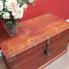 Load image into Gallery viewer, x SOLD Antique Teak Trunk Chest Candle Box VR Padlock Storage Chest. B12950