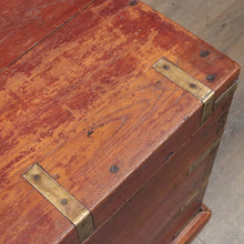 Load image into Gallery viewer, x SOLD Antique Teak Trunk Chest Candle Box VR Padlock Storage Chest. B12950
