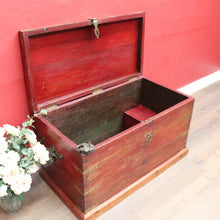 Load image into Gallery viewer, x SOLD Antique Teak Trunk Chest Candle Box VR Padlock Storage Chest. B12950