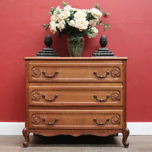Load image into Gallery viewer, x SOLD Vintage French Chest of Three Drawers with Iron Handles, 3 Drawer. Hall Cabinet or Cupboard B12030