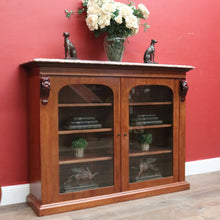 Load image into Gallery viewer, Antique English Marble-Top Bookcase or China Cabinet – Glass Doors, Keys, Shelves. B12532