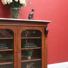 Load image into Gallery viewer, Antique English Marble-Top Bookcase or China Cabinet – Glass Doors, Keys, Shelves. B12532