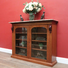 Load image into Gallery viewer, Antique English Marble-Top Bookcase or China Cabinet – Glass Doors, Keys, Shelves. B12532