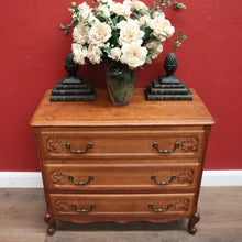 Load image into Gallery viewer, x SOLD Vintage French Chest of Three Drawers with Iron Handles, 3 Drawer. Hall Cabinet or Cupboard B12030