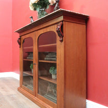 Load image into Gallery viewer, Antique English Marble-Top Bookcase or China Cabinet – Glass Doors, Keys, Shelves. B12532