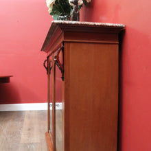 Load image into Gallery viewer, Antique English Marble-Top Bookcase or China Cabinet – Glass Doors, Keys, Shelves. B12532