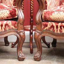 Load image into Gallery viewer, x SOLD A Pair of Antique French Wing Back Armchairs with Down/Feather Cushions. B12058