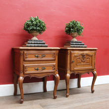 Load image into Gallery viewer, x SOLD Pair French Oak Bedside, one a Cupboard, the other Two Drawers. B12762