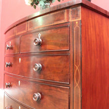 Load image into Gallery viewer, X Sold Antique English Bow Front Mahogany Chest with 8 Drawers & Tunbridge Detail. B12530