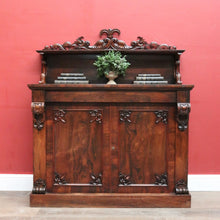 Load image into Gallery viewer, x SOLD Antique English Rosewood Chiffonier Sideboard – Carved Doors, Shelf & Key. B12531