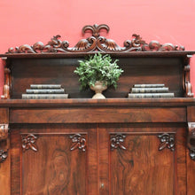 Load image into Gallery viewer, x SOLD Antique English Rosewood Chiffonier Sideboard – Carved Doors, Shelf & Key. B12531