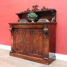 Load image into Gallery viewer, x SOLD Antique English Rosewood Chiffonier Sideboard – Carved Doors, Shelf & Key. B12531