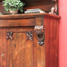 Load image into Gallery viewer, x SOLD Antique English Rosewood Chiffonier Sideboard – Carved Doors, Shelf & Key. B12531