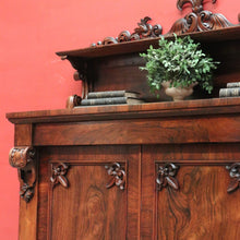 Load image into Gallery viewer, x SOLD Antique English Rosewood Chiffonier Sideboard – Carved Doors, Shelf & Key. B12531