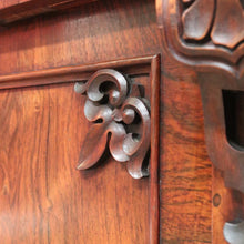 Load image into Gallery viewer, x SOLD Antique English Rosewood Chiffonier Sideboard – Carved Doors, Shelf & Key. B12531