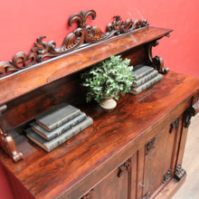 Load image into Gallery viewer, x SOLD Antique English Rosewood Chiffonier Sideboard – Carved Doors, Shelf & Key. B12531