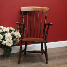 Load image into Gallery viewer, x SOLD Antique English Elm Windsor Armchair, Spindle-Back H-Stretcher Base Chair. B12082