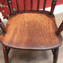 Load image into Gallery viewer, x SOLD Antique English Elm Windsor Armchair, Spindle-Back H-Stretcher Base Chair. B12082