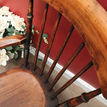 Load image into Gallery viewer, x SOLD Antique English Elm Windsor Armchair, Spindle-Back H-Stretcher Base Chair. B12082