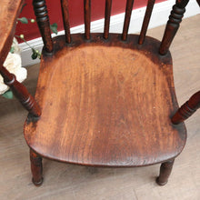 Load image into Gallery viewer, x SOLD Antique English Elm Windsor Armchair, Spindle-Back H-Stretcher Base Chair. B12082