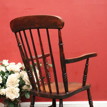 Load image into Gallery viewer, x SOLD Antique English Elm Windsor Armchair, Spindle-Back H-Stretcher Base Chair. B12082